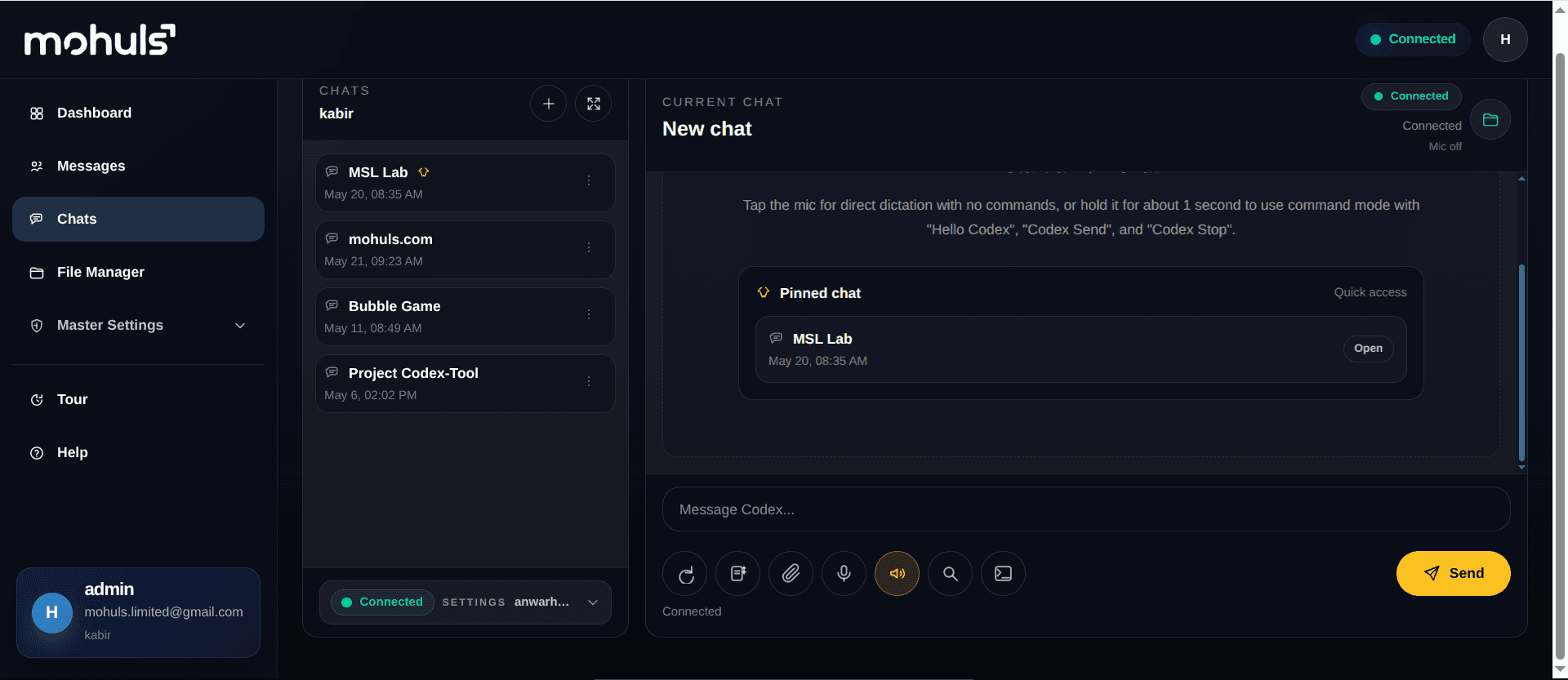 Codex Tool home workspace preview